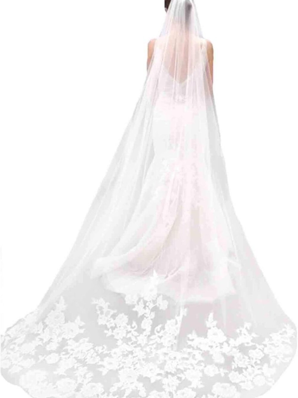 Olbye 108in Cathedral Lace Wedding Veil Single Tier